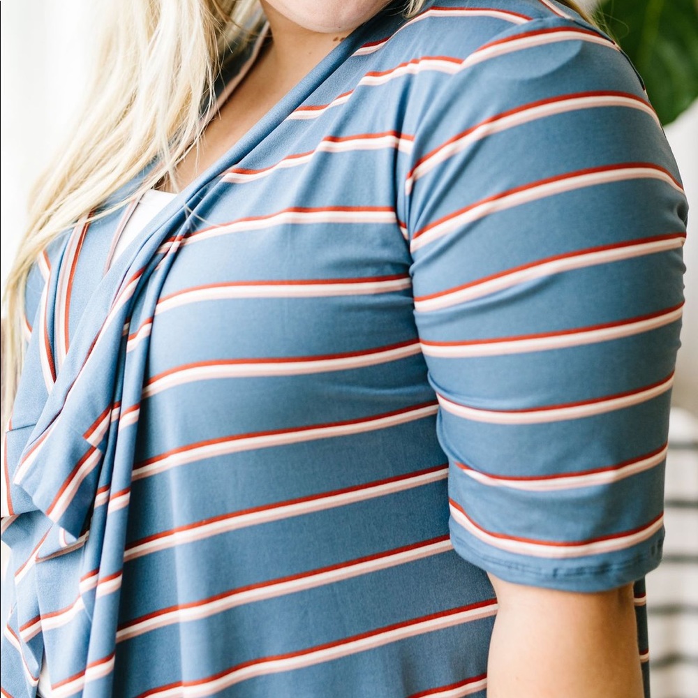 Sporty Striped Cardi in Blue - Picture 4 of 10